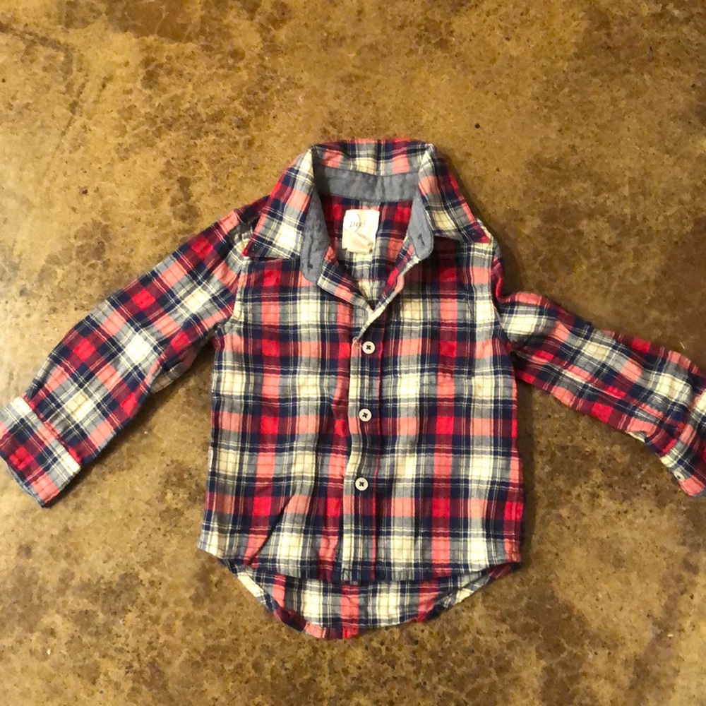 Peek kids boy shirt plaid 12-18m